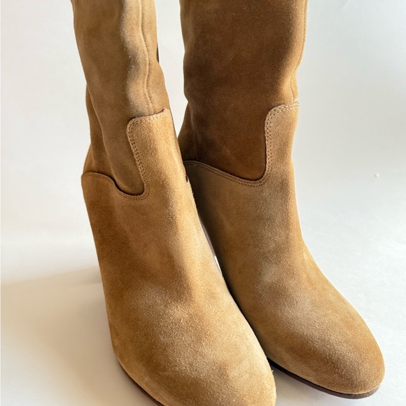 Polo Ralph Lauren Brindley Tan Suede Boot with stacked heel Size 7.5 - Picture 3 of 8